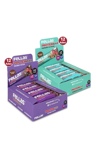 Protein Bar 32g Süper İkili Kutu 24 Adet - Duble Kakaolu x 12 Adet + Fındıklı x 12 Adet - 4