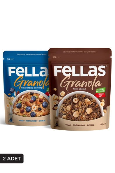 Granola 2'li - Yaban Mersini & Kuruyemişli 200g + Fındık & Kakaolu 200g