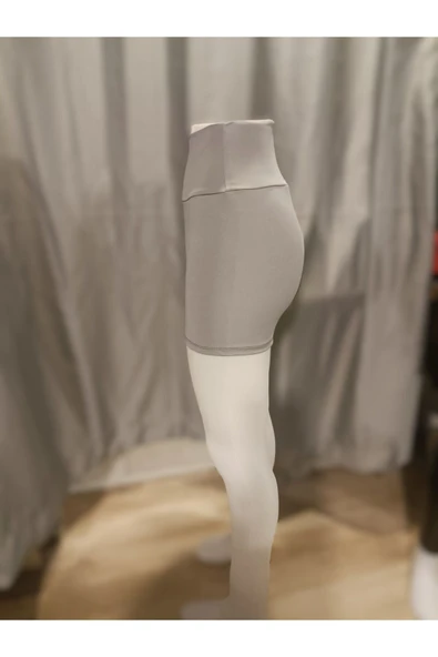 İnce Mikro Şort Tayt Toparlayıcı Yüksel Bel Light Gri Renk - 5