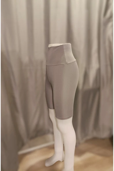 İnce Şort Tayt Toparlayıcı Yüksel Bel Light Gri Renk - 6