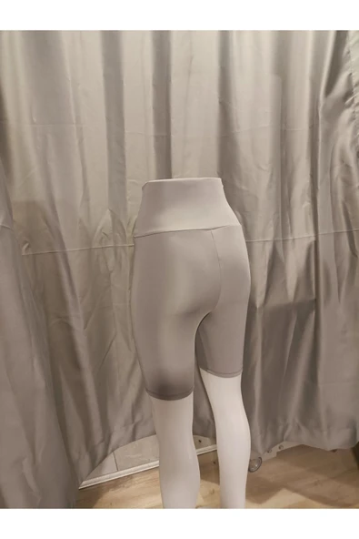 İnce Şort Tayt Toparlayıcı Yüksel Bel Light Gri Renk - 4