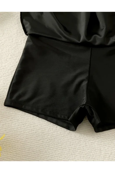 Deri etekli esnek kumaş iç şortlu alt giyim - 3