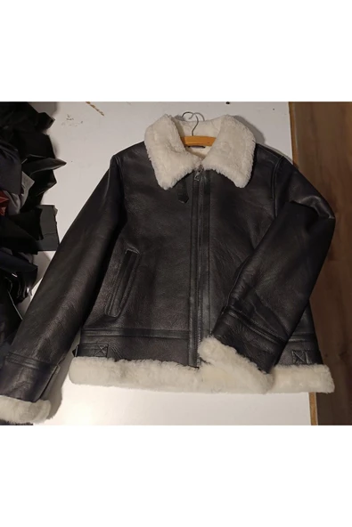 Kürklü mont kaban Hakiki koyun derisi ve kürk napa - 4