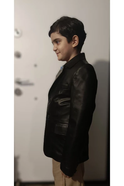 Çocuk ceket yelek kombin hakiki deri - 3