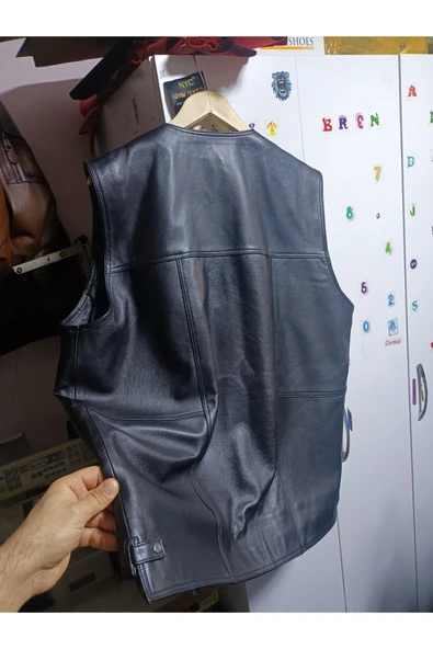 Hakiki Kuzu Derisi Avcı Yeleği siyah renk - 2