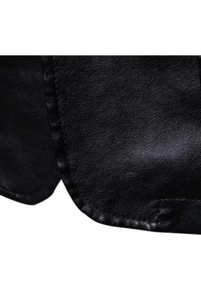 Hakiki deri Klasik ceket kruvaze çift düğmeli - 3