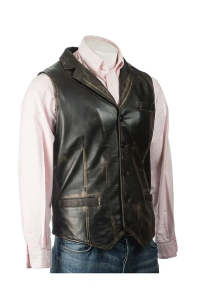 Prof Model Eskitme Yakalı Yelek Hakiki Kuzu Derisi Ayarlanabilir Arka Toka - 3