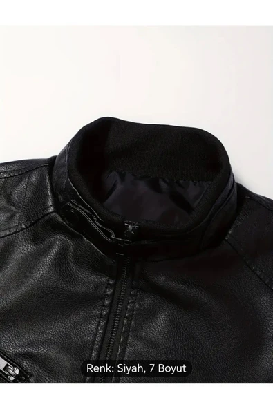 Hakim Yakası ribanalı Hakiki deri spor mont - 3