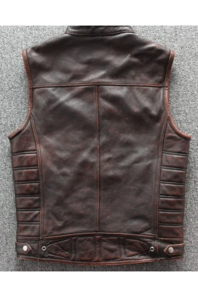 Motorcu yelek Eskitme Hakiki deri - 2