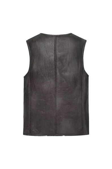 Zik Hakiki koyun derisi içi tüylü dar kesim yelek - 2