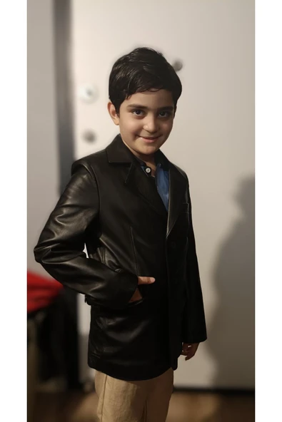 Çocuk ceket yelek kombin hakiki deri