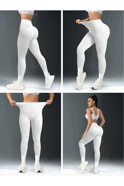 Disko Beyaz Tayt Yüksel Bel Dar Paça Orta Kalın - 2