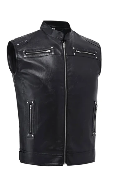 Motorcu Cooper SlimFit Hakiki Koyun Derisi yelek Orta Kalın