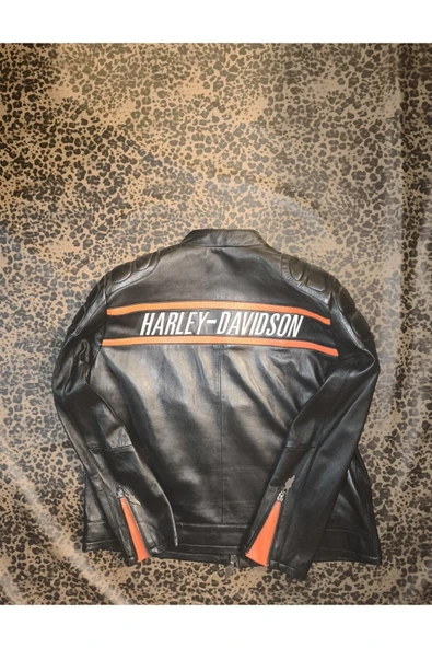 Hakiki deri Erkek ceket regular-fit  motorcu tarzı - 5