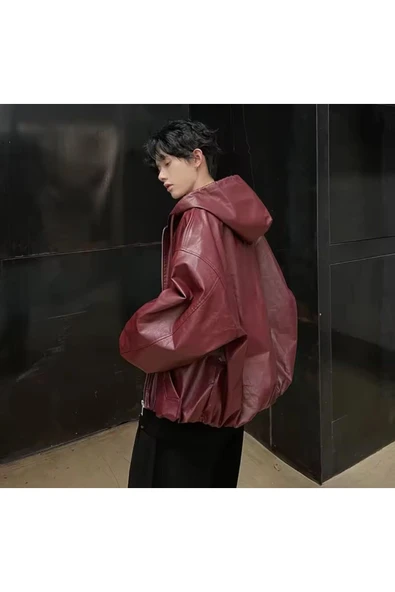 Ultra ovarsize hakiki deri unisex hip hop mont - 2