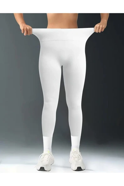 Disko Beyaz Tayt Yüksel Bel Dar Paça Orta Kalın - 5