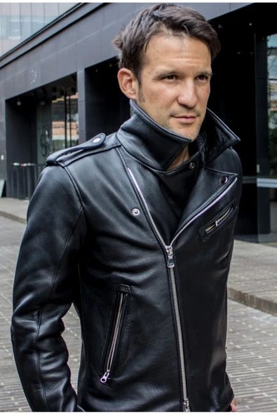 Dana Derisi kalın biker mont motorcu - 2