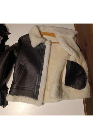 Kürklü mont kaban Hakiki koyun derisi ve kürk napa