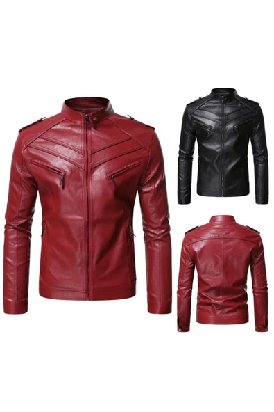 Dar kesim hakiki deri mont - Resim 3