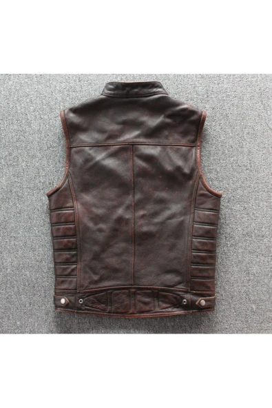 Motorcu yelek Eskitme Hakiki deri - 6