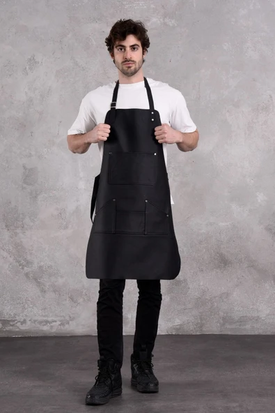 Dana Derisi Önlük Siyah Renk Erkek - 6