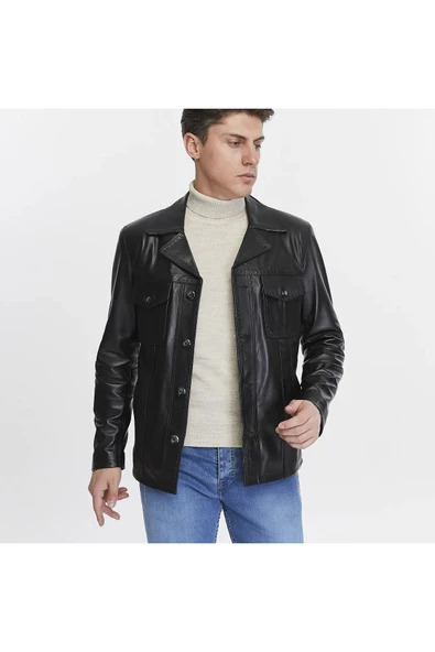 Hakiki Deri Ceket Siyah Renk - 4