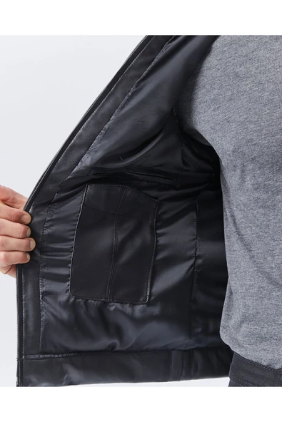 Pu deri siyah mat yelek - 3