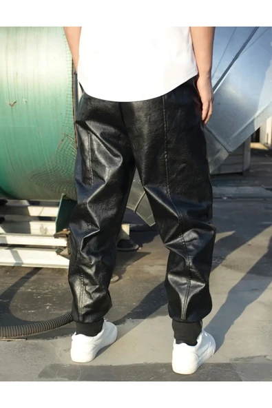 Suni Deri Pantolon Rahat Kesim - 7