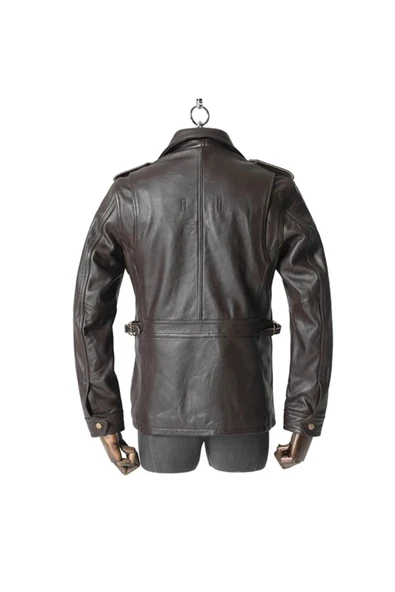 Yakası fermuarlı dik hakim yaka hakiki deri mont - 2