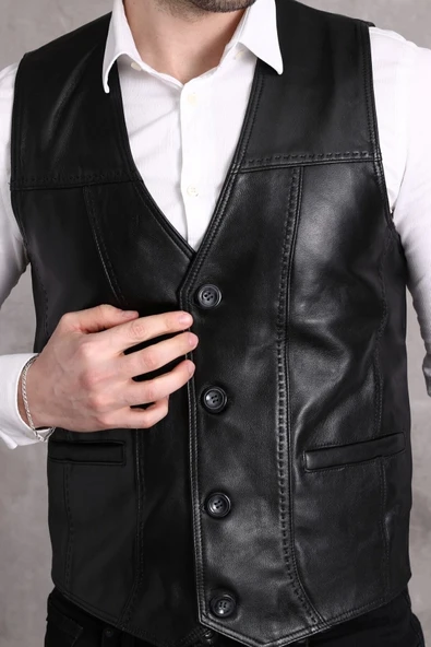 Hakiki Deri Yelek - 4