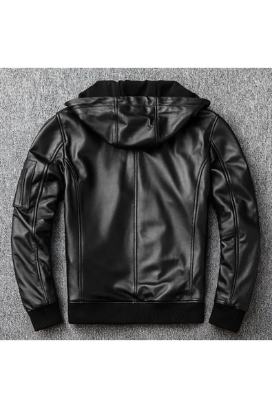 Kapüşonlu kuzu derisi mont - 3