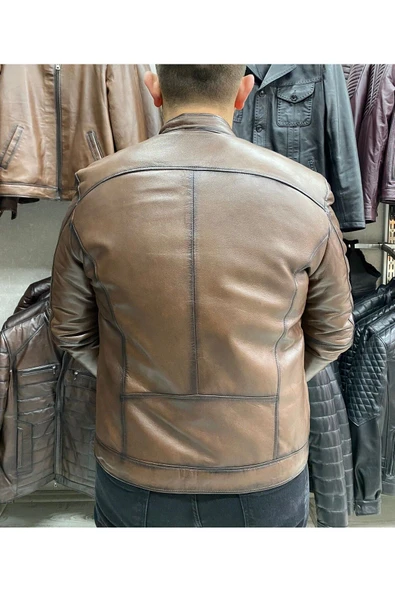 Spor Ceket Hakiki Deri Slim Fit ,Gündelik,Mevsimlik - 2