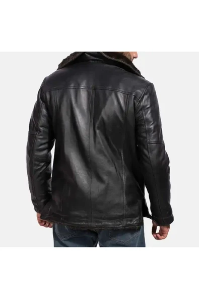 Hakiki kuzu derisi mont tarzı kaban kürklü - 2