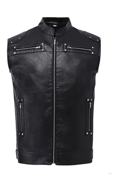 Motorcu Cooper SlimFit Hakiki Koyun Derisi yelek Orta Kalın - 3