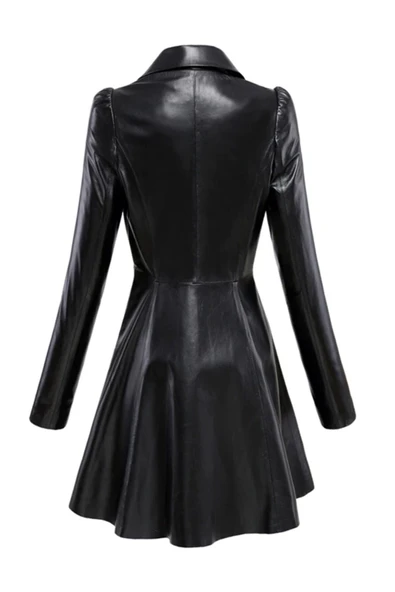 Kadın Hakiki Kuzu Derisi Uzun Ceket - 2