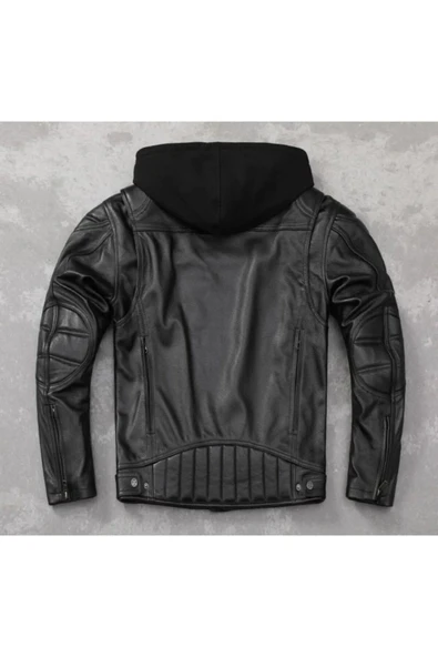 Polar Kapüşonlu Hakiki deri mont - Resim 2