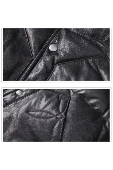 Şişme yelek hakiki kuzu derisi dar kesim siyah renk - 4