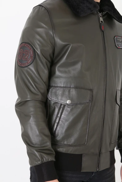 Pilot mont hakiki deri erkek yeşil renk ürün görseli