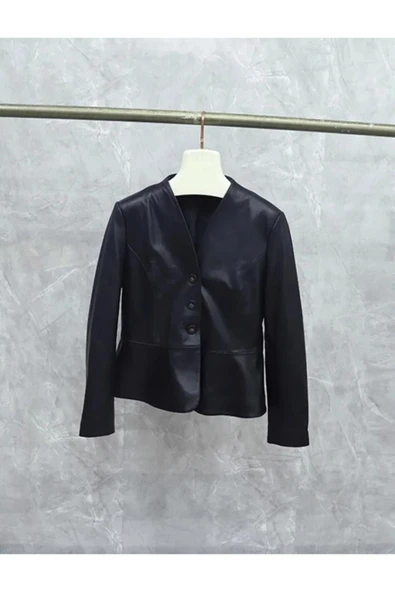 Kadın hakiki deri slim fit ceket - 4