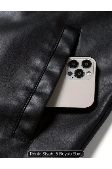 Omuzları ve Kolları Dikiş Detaylı Hakiki Kuzu Derisi Motorcu Mont - 3