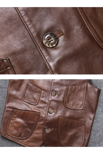 Hakiki deri taba kovboy yelek - 4