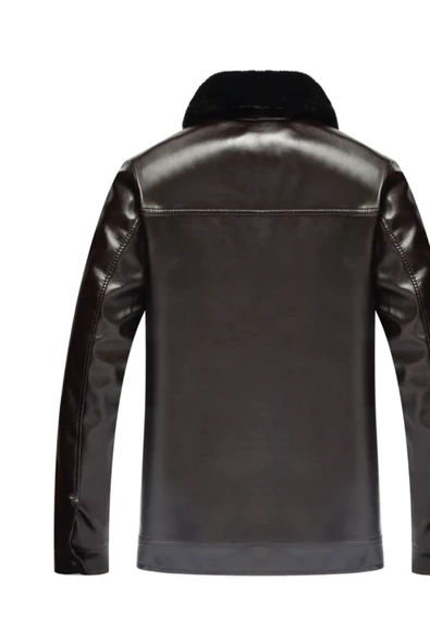 Hakiki deri Yakası Tüylü çıkarabilir içi Tüylü Mont - 5