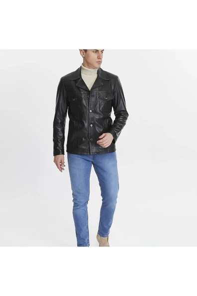 Hakiki Deri Ceket Siyah Renk - 7