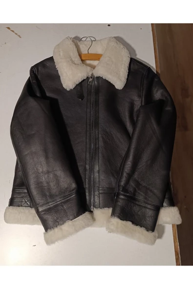 Kürklü mont kaban Hakiki koyun derisi ve kürk napa - 3