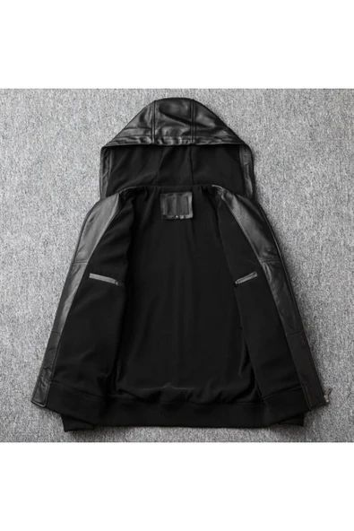 Kapüşonlu kuzu derisi mont - 4