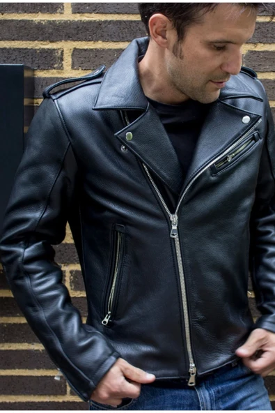 Dana Derisi kalın biker mont motorcu - 7