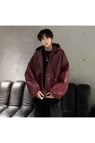 Ultra ovarsize hakiki deri unisex hip hop mont