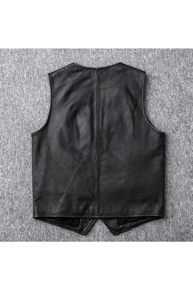 Hakiki kuzu derisi kapaklı yelek - 4