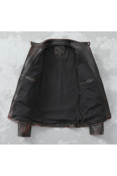 Eskitme Silme Ceket Hakiki Deri - 3