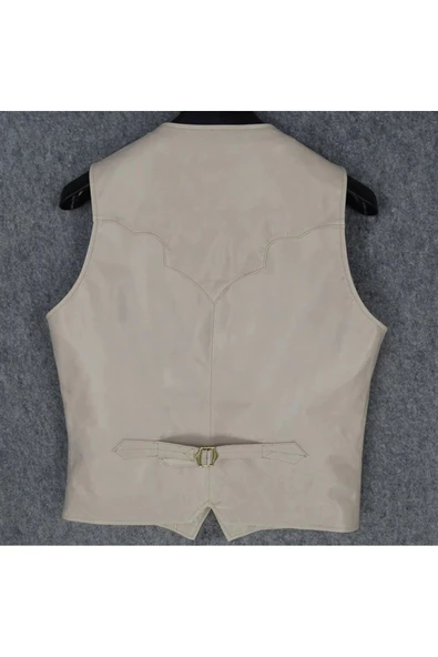 Vashion Hakiki deri gri yelek - 4